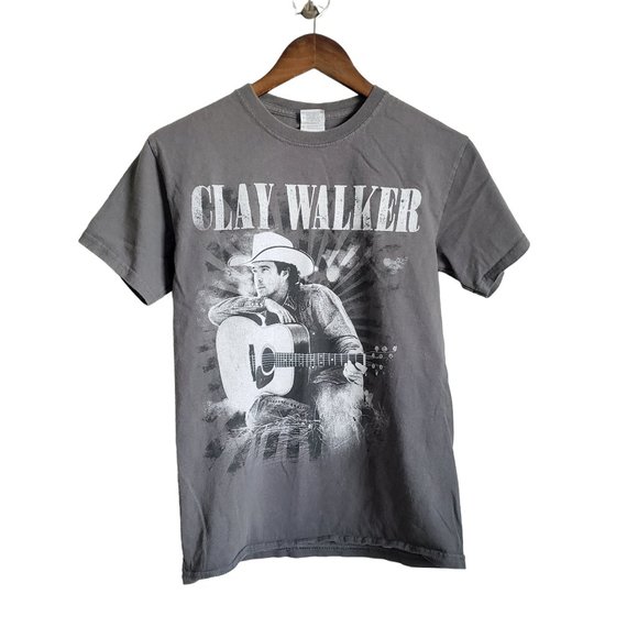 Tops - Clay Walker grey graphic crew neck western singer music band tshirt size small